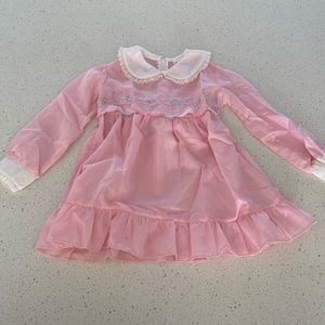 VINTAGE MOTHER’s PET BY CLAURE BELL toddler dress pink embroidery lace 3X rare